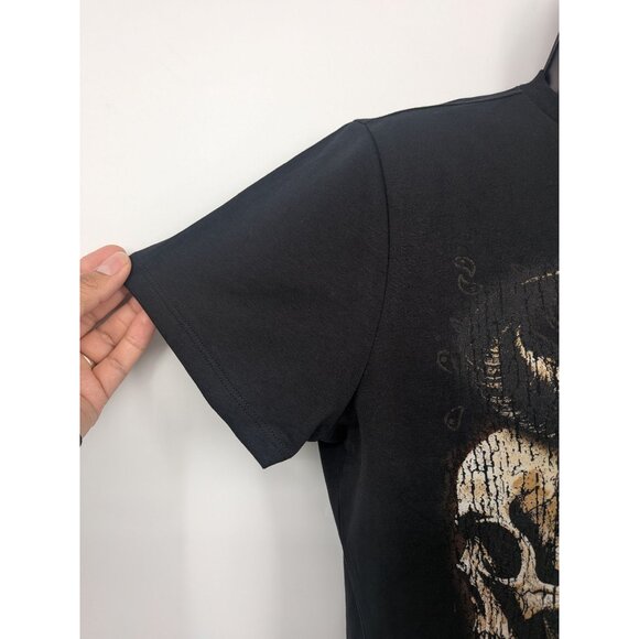 Cosmic Aura Crop Top Size M Skull Rose Chains Distressed Whimsigoth Festival Y2K - Picture 6 of 8